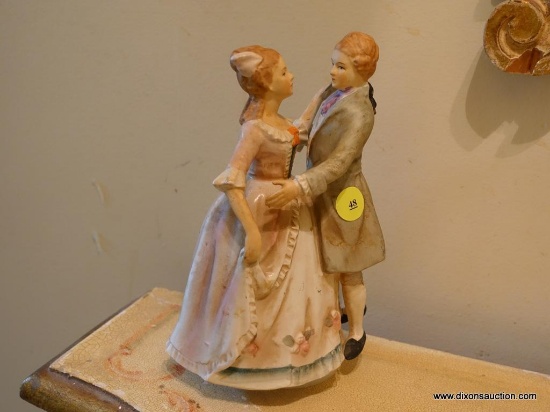 (HALL) MUSICAL VICTORIAN FIGURINE; "A PRICE IMPORT" WINDUP FIGURINE. THIS WHIMSICAL VICTORIAN COUPLE