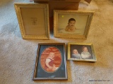 (DR) PICTURE FRAME LOT; INCLUDES 4 FRAMES TOTAL INCLUDING 2 PLASTER FRAMES, WHITE IN COLOR WITH GOLD