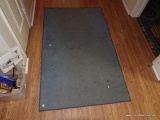 (HALL) BLUE AREA RUG; SMALL BLUE AREA RUG WITH MULTIPLE STAINS. 59.5 IN X 39.5 IN