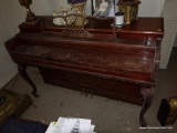 (BAS1) GULBRANSEN PIANO; WOODEN BODY HAS SOME POSSIBLE WATER/MOLD DAMAGE, BUT THIS OLD BEAUTY STILL