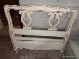 (GAR) VINTAGE TWIN SIZED BED; INCLUDES HEADBOARD AND FOOTBOARD, CARVED SCROLLING PATTERNED TRIM,