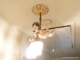 ANTIQUE FRENCH HANGING CHERUB TWO LIGHT CHANDELIER.