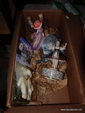 (GAR) BOX LOT OF ASSORTED MUSICAL FIGURINES; INCLUDES A VICTORIAN LADY, SWISS MISS CHARACTER, AND