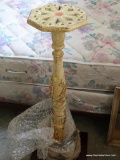(BED) VICTORIAN PLANT/CANDLE STAND; HAS AN OCTAGONAL TOP, SINGLE BANISTER STYLE PEDESTAL, ADORNED