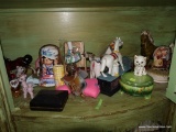 (BAS2) GLASS/ PORCELAIN FIGURINE LOT; LOT OF VARIOUS SIZED FIGURINES. SEVERAL HORSES , CATS, DOG AND
