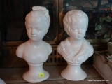 (LR) NAPCOWARE CERAMIC BOY AND GIRL BUSTS; VERY NICE VINTAGE BUSTS. THERE IS NO DAMAGE TO EITHER