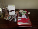 (LR) CHRISTMAS DECOR LOT; INCLUDES A HALLMARK KEEPSAKE 1964 PONTIAC GTO ORNAMENT, AN EIFFEL TOWER