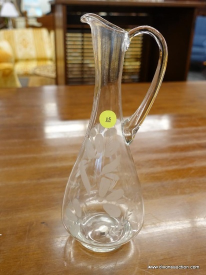 ETCHED GLASS VASE/PITCHER