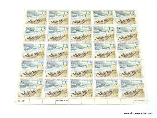 2 CENT NATIONAL PARKS UNCUT STAMP SHEET, 100 TOTAL.