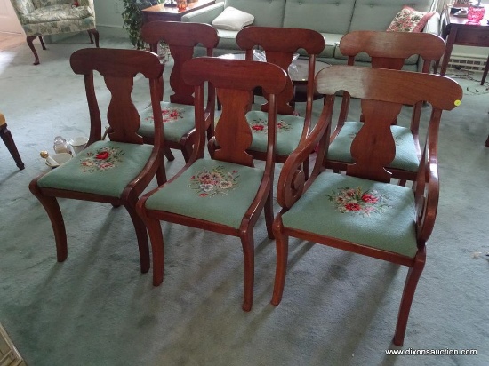 VINTAGE NEEDLEPOINT SEAT DINING CHAIRS