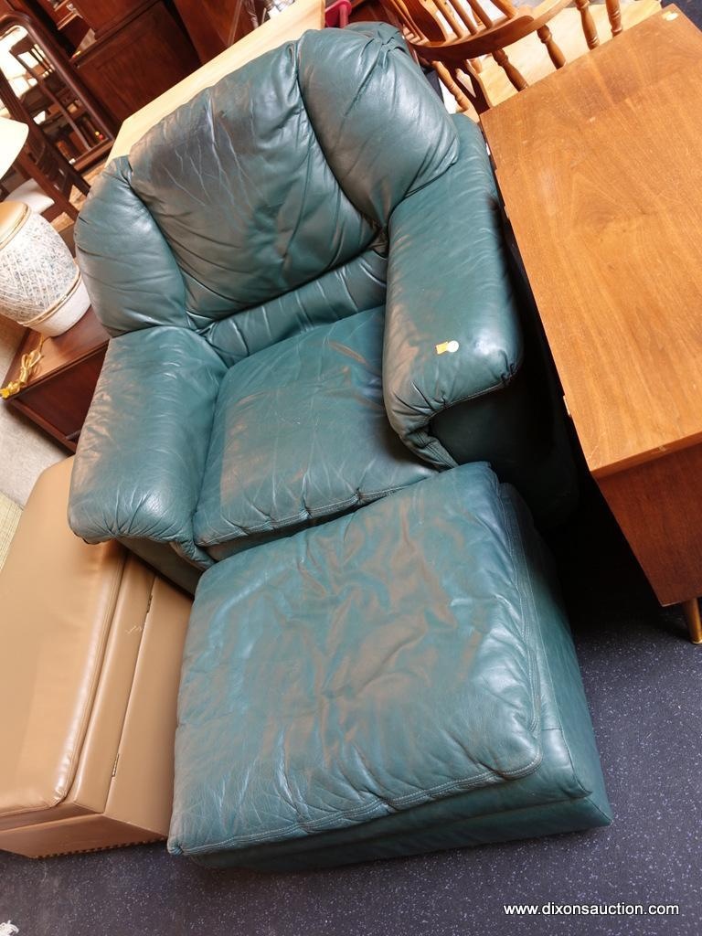 Lot Green Leathercraft Overstuffed Chair And Ottoman Set Proxibid Green Leathercraft Overstuffed Chair And Ottoman Set