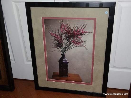 (MUSIC RM CLOSET) FRAMED AND MATTED STILL LIFE PRINT IN BLACK FRAME-27"W X 33"H