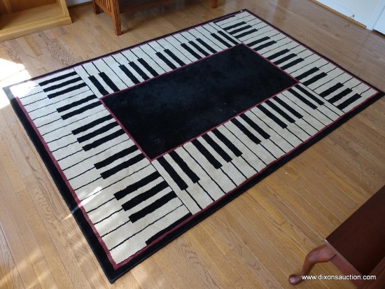 (MUSIC RM) ANDY WARHOL HOME COLLECTIONS MACHINE MADE KEYBOARD PATTERN RUG EXCELLENT CONDITION-62"W X