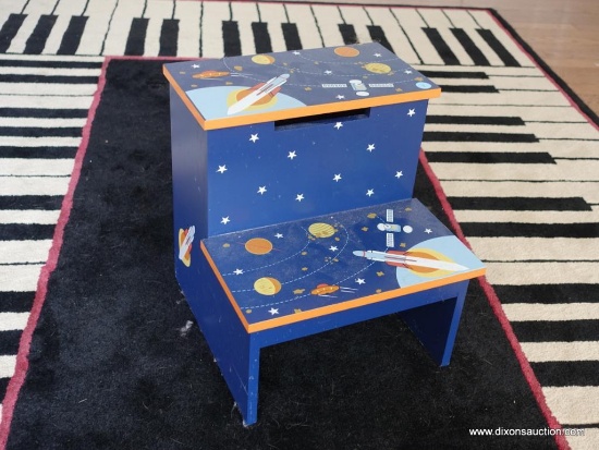 (MUSIC RM) OUTER SPACE PAINTED STEP STOOL- 12"W X 13"L X 13"H