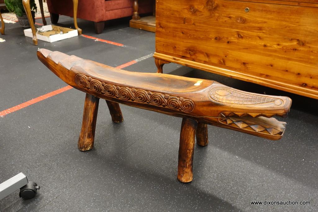 WOODEN CARVED CROCODILE BENCH SEAT | Proxibid