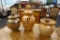 SET OF 3 LIDDED POTTERY VASES