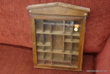 WOODEN GLASS FRONT MINI-COLLECTIBLES CABINET