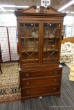 WHITE FURNITURE BREAKFRONT CHINA CABINET WITH GLASS DOORS