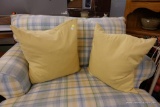 PAIR OF YELLOW SQUARE DECORATIVE PILLOWS