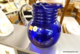 COBALT BLUE GLASS PITCHER