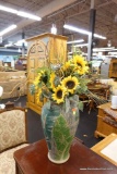 LARGE CERAMIC PLANTER WITH FAUX SUNFLOWERS