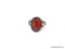 .925 NATIVE AMERICAN RED CORAL RING SZ 6 1/2