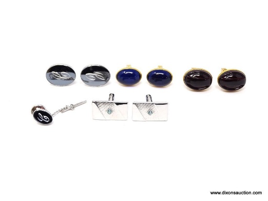 4 ART DECO MEN'S CUFF LINKS & TIE TACK