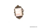 .925 LADIES MOTHER OF PEARL GEMSTONE STERLING RING SZ 6