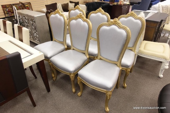 SILVER AND GOLD FORMAL DINING CHAIRS