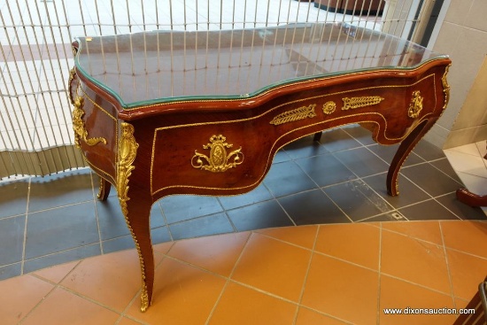 FRENCH PROVINCIAL GLASS TOP DESK