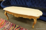MARBLE TOP REPRODUCTION COFFEE TABLE