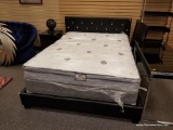 BLACK LEATHER-LIKE QUEEN BED