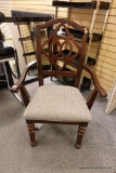 RICH WOOD ARMCHAIR WITH TAUPE SEAT