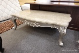 MARBLE TOPPED LARGE REPRODUCTION COFFEE TABLE