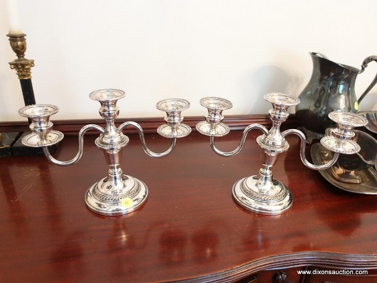 (DR) PR. SILVER-PLATE CANDELABRAS BY ART S CO.- 10"W X 8"H