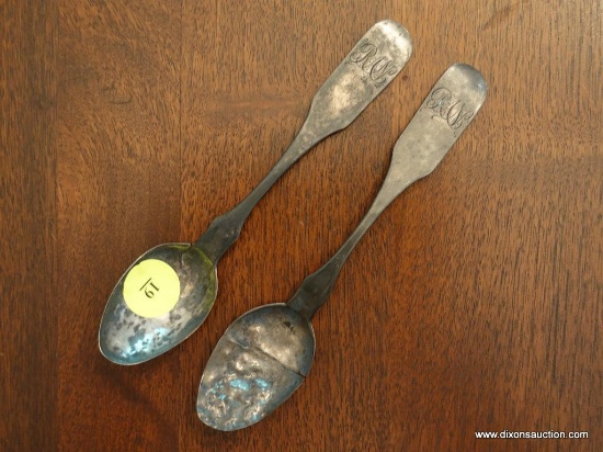 (DR) PR. OF COIN SILVER SPOONS (DAMAGED) MARKED-S.KIRKSON