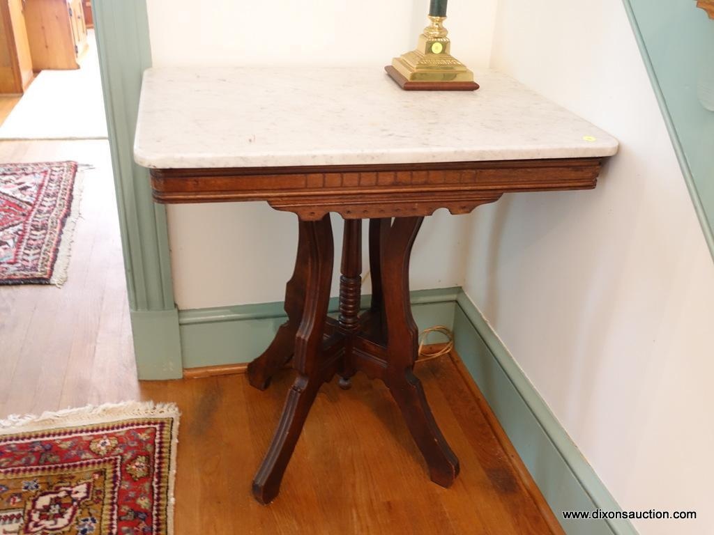 Hall Antique Walnut Victorian Marble Top Table Refinished Antique Walnut Victorian Marble Top