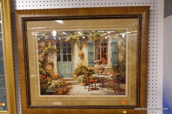 FRAMED AND MATTED COURTYARD SCENE