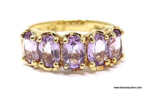 LADIES STERLING SILVER AND 14KT AMETHYST RING