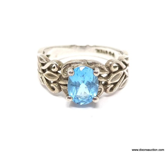 LADIES STERLING SILVER SWISS BLUE TOPAZ RING