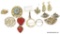 MISC. LOT OF BROOCHES AND PINS. INCLUDES 2 STRAWBERRY PINS, A PAIR OF MATCHING GUITAR BROOCHES, A