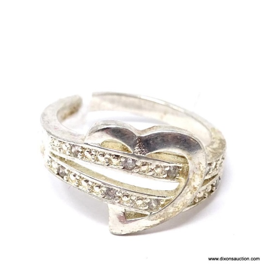 .925 STERLING SILVER HEART SHAPE RING SIZE 8