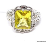 2.8CT CITRINE .925 STERLING SILVER RING SIZE 7