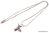 .925 STERLING SILVER BOX CHAIN WITH A .925 STERLING SILVER HUMMINGBIRD CHARM.