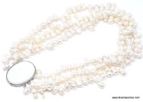 BEAUTIFUL 3 STRAND FRESHWATER PEARL NECKLACE. 7-10MM (RETAILS FOR $250)