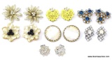 LOT OF 7 FLORAL DESIGN CLIP ON EARRINGS.