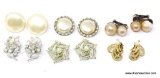 LOT OF 6 MISC. PAIRS OF EARRINGS. MOST ARE CLIP ON EARRINGS