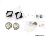LOT OF 6 STUD BACK EARRINGS. INCLUDES A PAIR OF WHITE AND GOLD TONED FLORAL STUD BACK EARRINGS, A