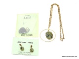 JADE LOT. INCLUDES A JADE HEART PENDANT, A GENUINE JADE PENDANT ON NECKLACE, AND A PAIR OF MATCHING