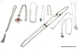 NECKLACE LOT THAT INCLUDES VARIOUS SILVER TONE NECKLACES WITH ENAMEL AND GEMSTONE ACCENTS. 1